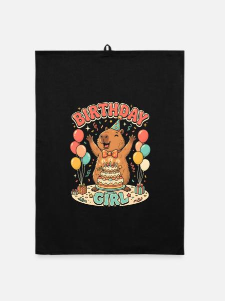 Capybara Birthday Girl Geburtstag Mädchenparty - Organic Geschirrtuch - Schwarz