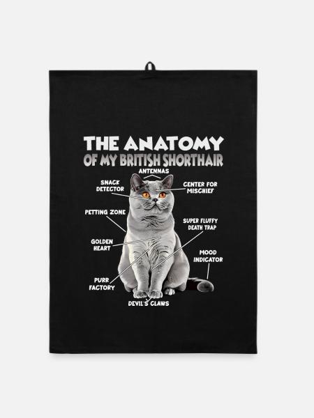 British Shorthair T| Britisch Kurzhaar Katzen - Organic Geschirrtuch - Schwarz - Vorne