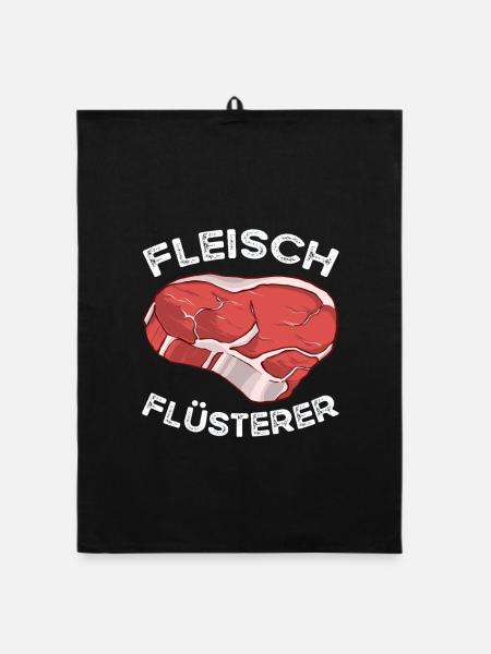 Fleisch Flüsterer - Organic Geschirrtuch - Schwarz - Vorne
