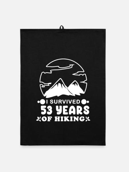 53 Jahre - Berg Wandern Bergsteigen - Organic Geschirrtuch - Schwarz - Vorne