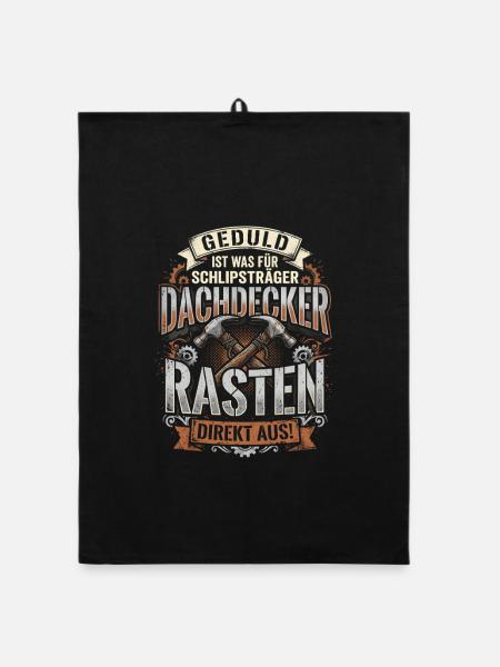 Dachdecker Rasten Aus Lustiger Handwerk Spruch - Organic Geschirrtuch - Schwarz - Vorne