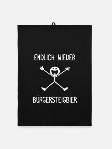 Endlich wieder Bürgersteigbier Ortskontrollfahrt - Organic Geschirrtuch - Schwarz - Vorne