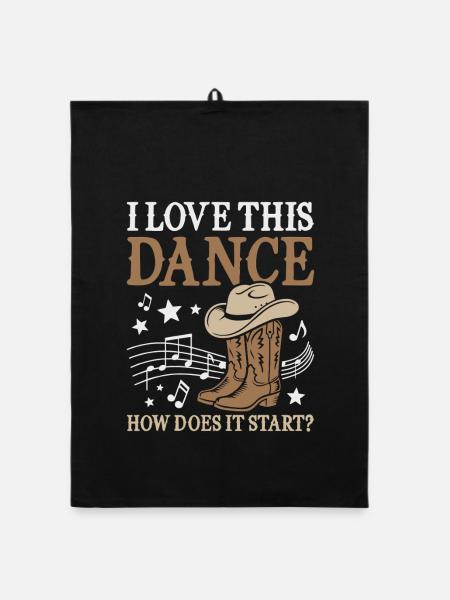 Line Dance Country Western Tanz - Organic Geschirrtuch - Schwarz - Vorne