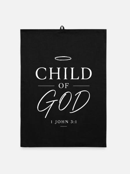 1. Johannes 3,1 Christliches Glaubensdesign - Organic Geschirrtuch - Schwarz - Vorne