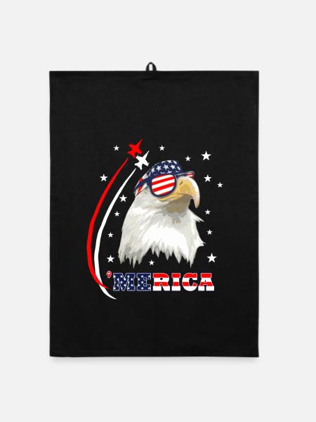 Merica Eagle - Organic Geschirrtuch - Schwarz - Vorne