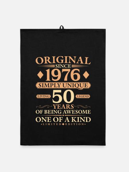 Original 1976 Living Legend 50th Birthday Gift - Organic Geschirrtuch - Schwarz - Vorne
