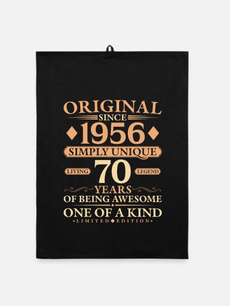 Original 1956 Living Legend 70th Birthday Gift - Organic Geschirrtuch - Schwarz - Vorne