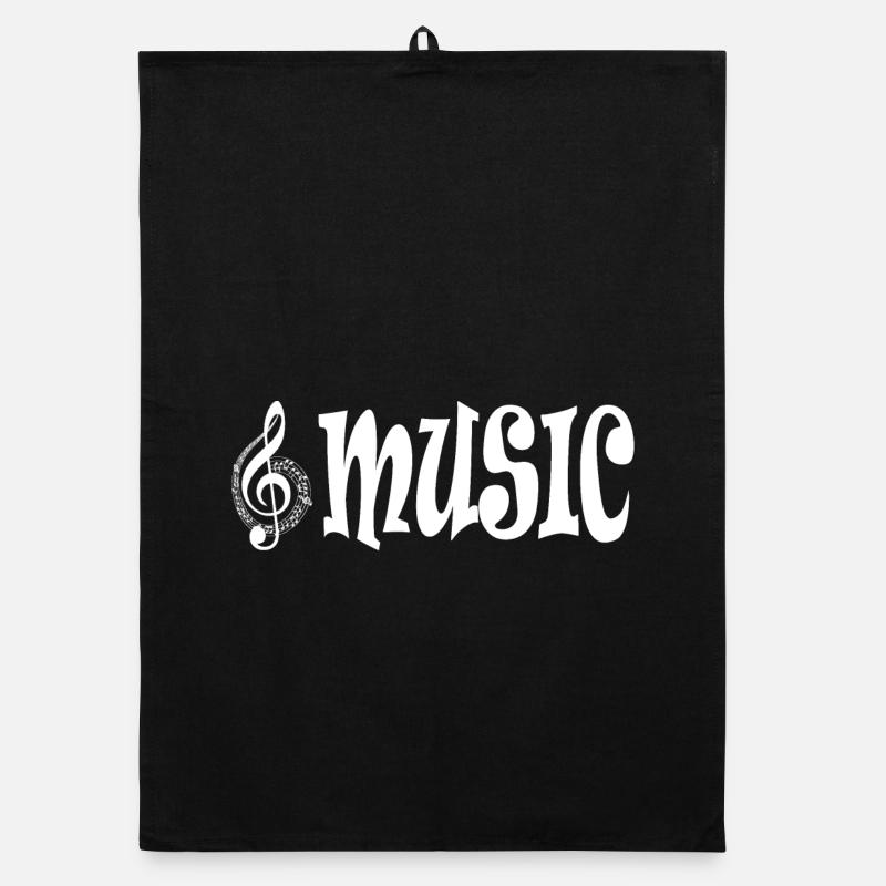 Music - Retro Classic Typography Style Organic dish towel