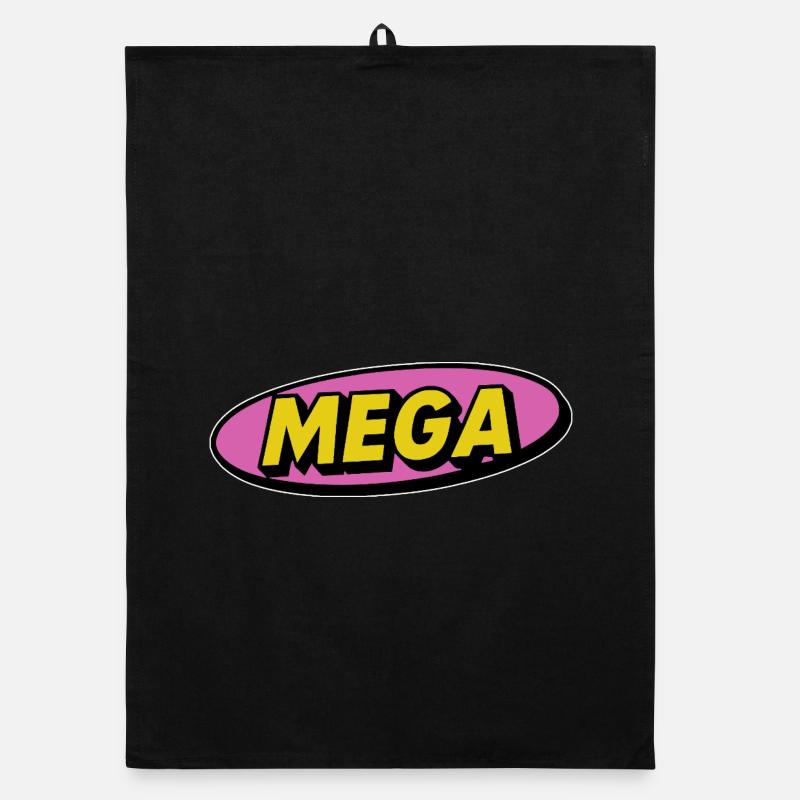 Mega comic retro Schriftzug Wort - Organic Geschirrtuch - Schwarz