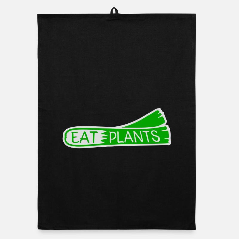 Eat Plants Funny Vegan Vegetarian Statement Logo Organic dish towel