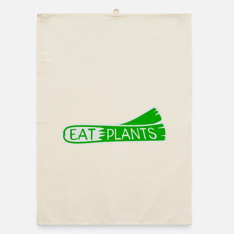 Eat Plants Lustig Vegan Vegetarisch Statement Logo Organic Geschirrtuch
