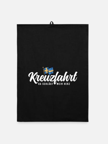 Schweden Kreuzfahrt - Organic Geschirrtuch - Schwarz - Vorne