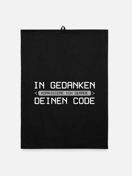 In Gedanken korrigiere ich gerade deinen Code - Organic Geschirrtuch - Schwarz - Vorne