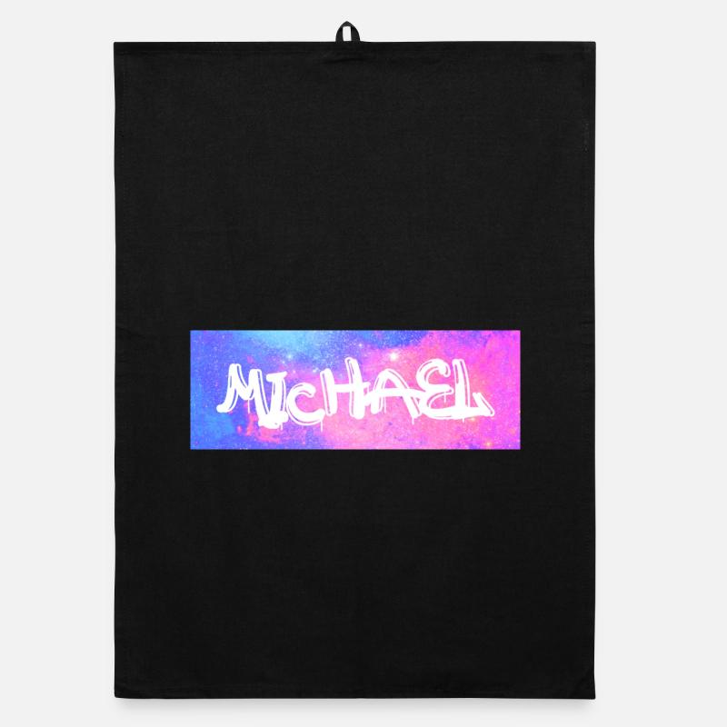 Michael Name Geschenk Geschenkidee Galaxie - Organic Geschirrtuch - Schwarz