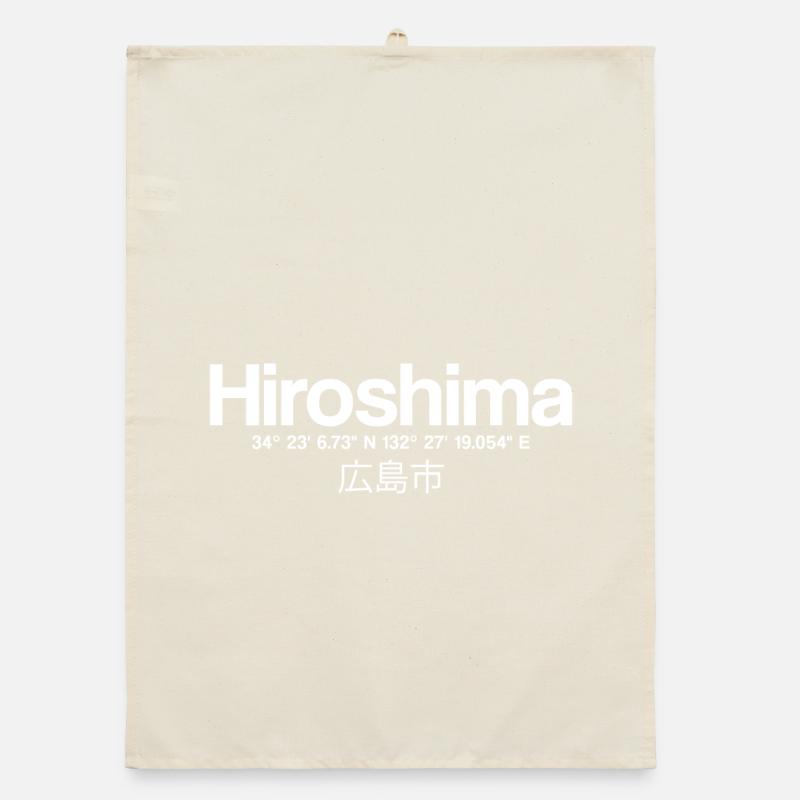 Hiroshima Japan Typography with Coordinates Organic dish towel