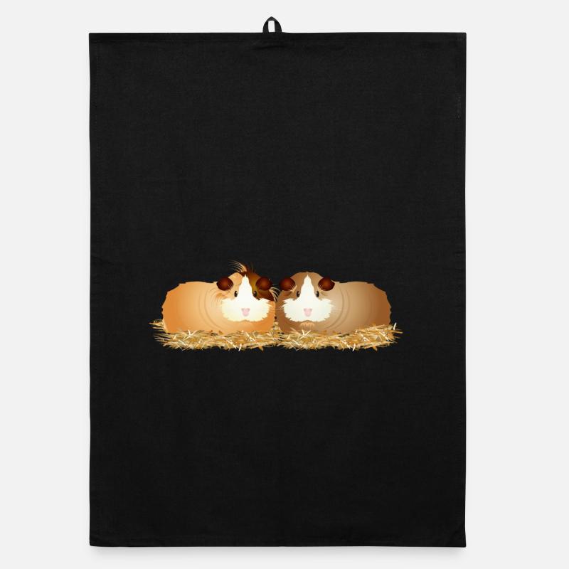 deux mignons cochons d’Inde ensemble en paille Torchon bio