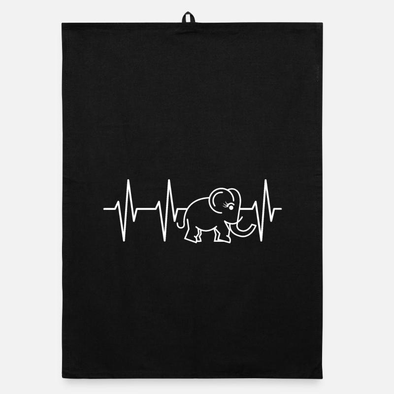 pulse, elephant, trunk, heartbeat, comic, cute animals Organic dish towel
