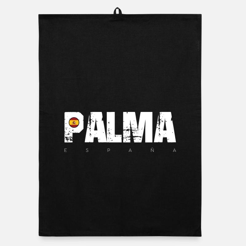 Palma Distressed Text mit Spanien-Flagge Organic Geschirrtuch