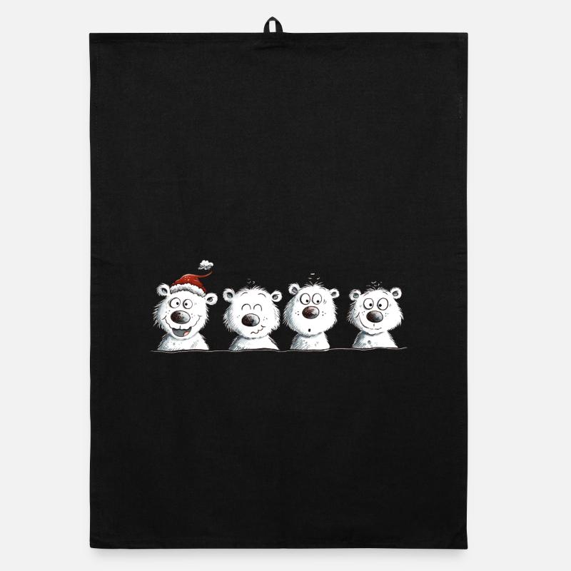 Happy Polar Bear Team Christmas Organic dish towel