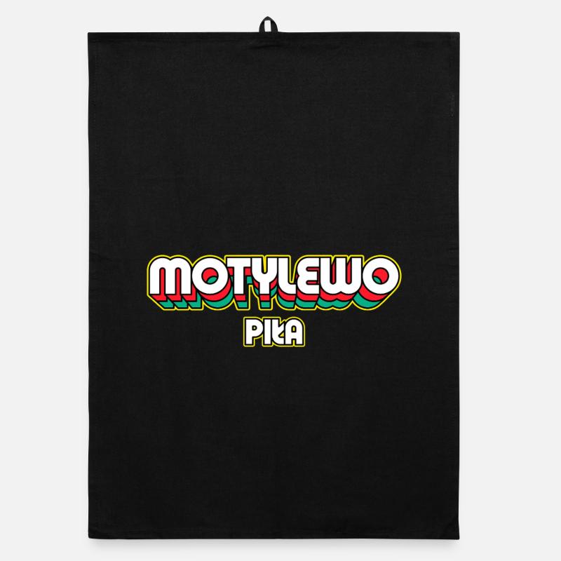 Butterfly Piła. Retro District Name Organic dish towel