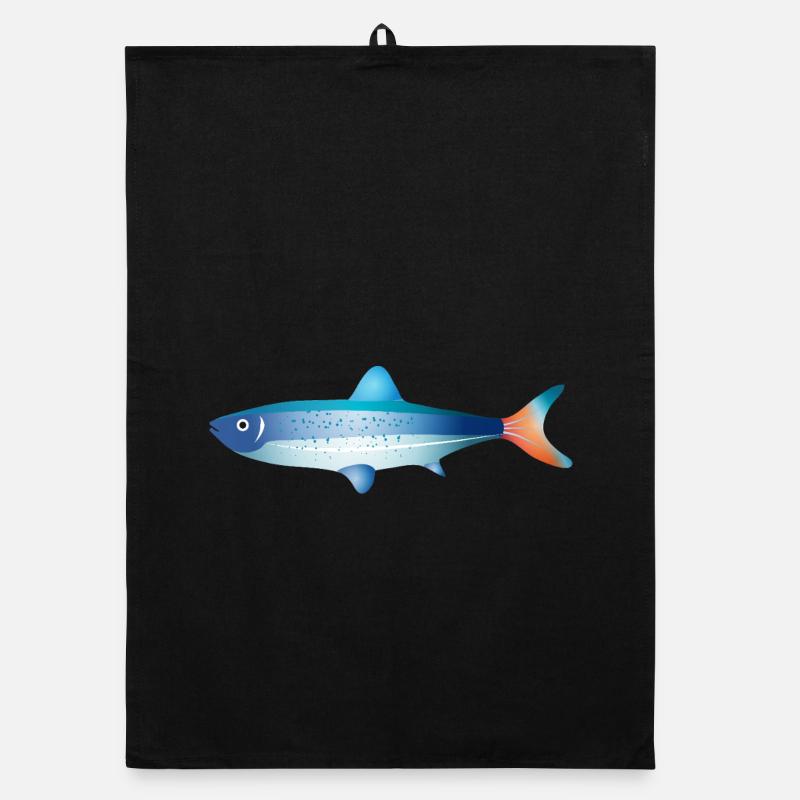 Poisson bleu avec dégradé et points Torchon bio