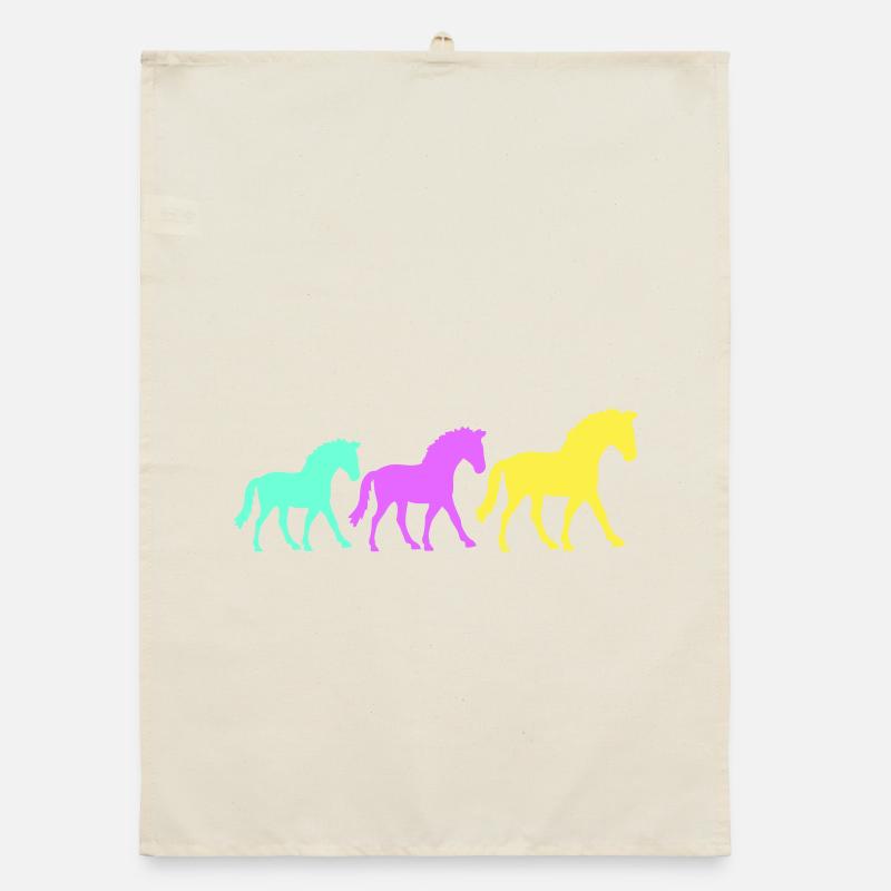 3 chevaux silhouette équipe cavalier équitation amis mignon Torchon bio