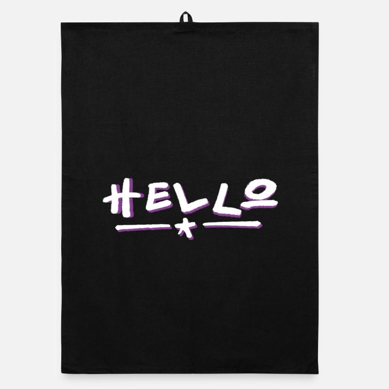 Lettrage Hello avec dégradé de couleurs Torchon bio