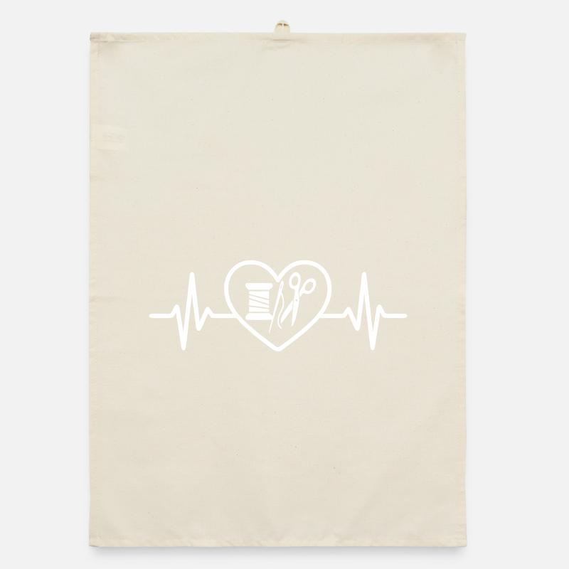 Sewing Spool Needle Scissors Heart Organic dish towel