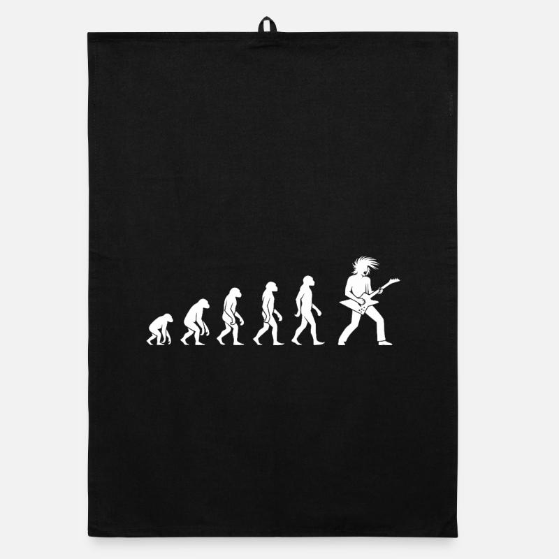 Evolution of Guitar Art Rock n Roll Organic dish towel