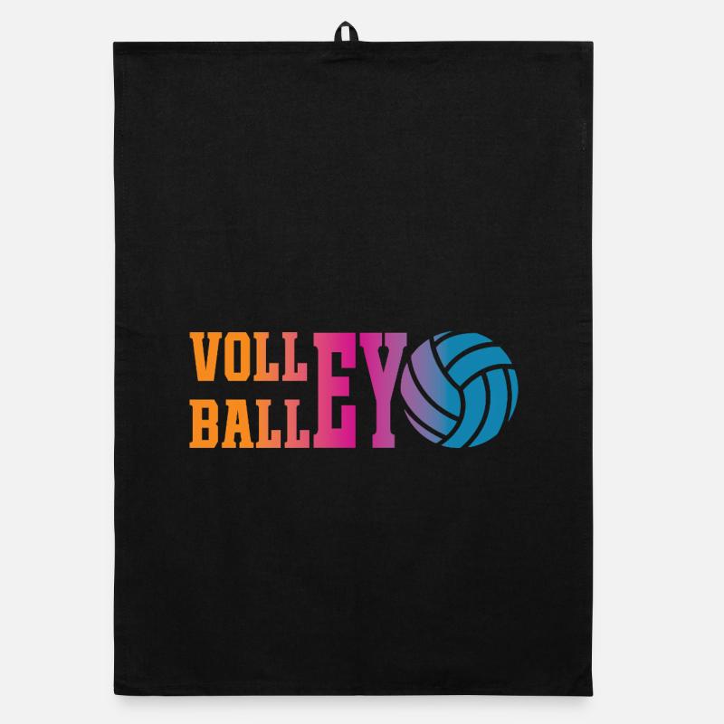 Buntes Volleyball - Organic Geschirrtuch - Schwarz
