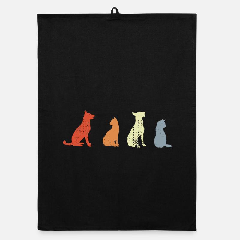 Vintage Katzen und Hunde Organic Geschirrtuch