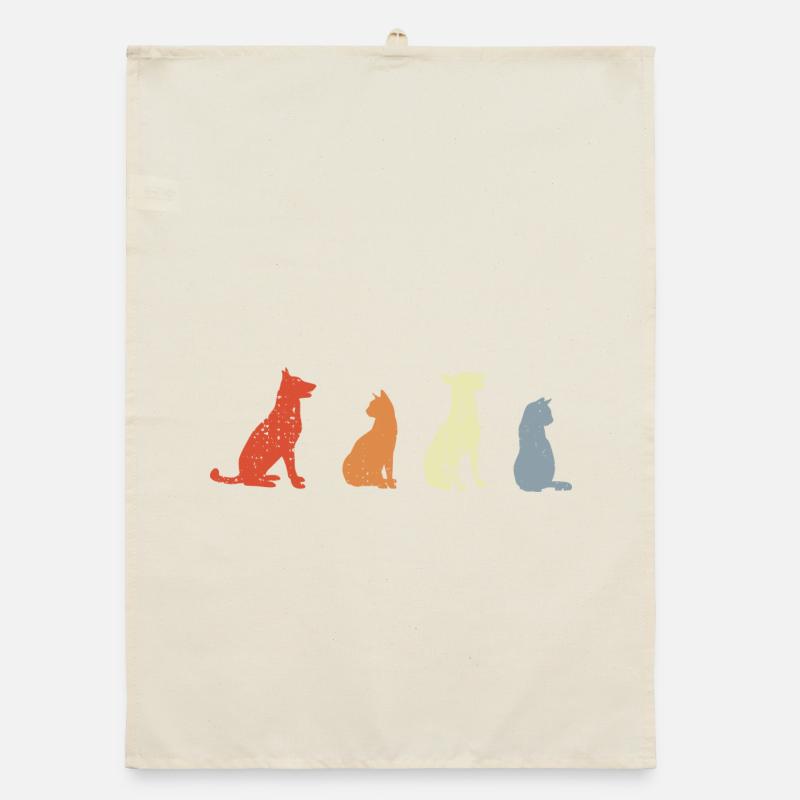 Chats et chiens vintage Torchon bio