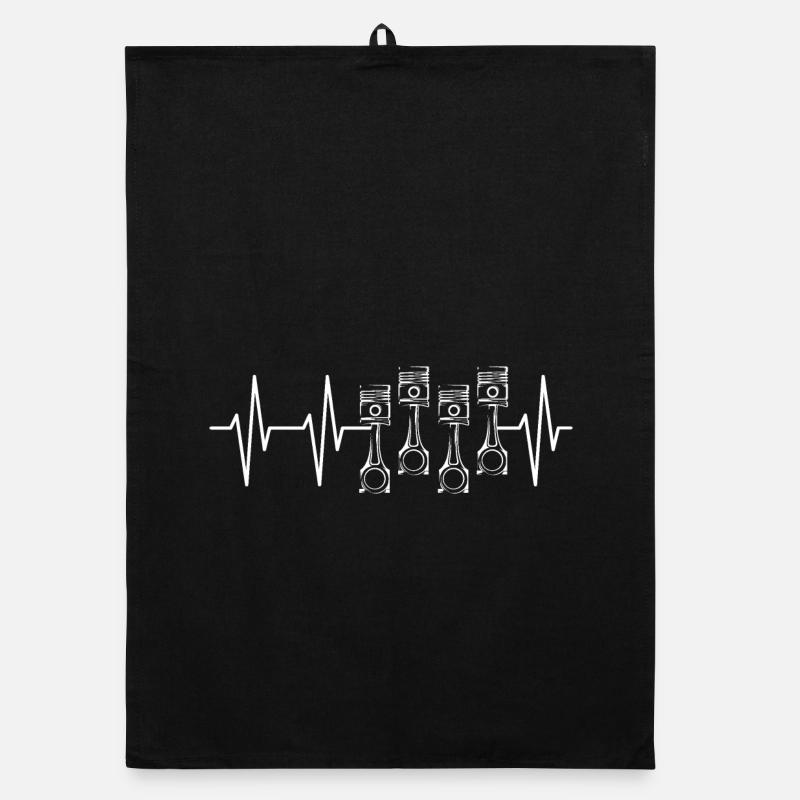 Heartbeat Piston Tuning Tuner Cars Engine Graphics Organic dish towel