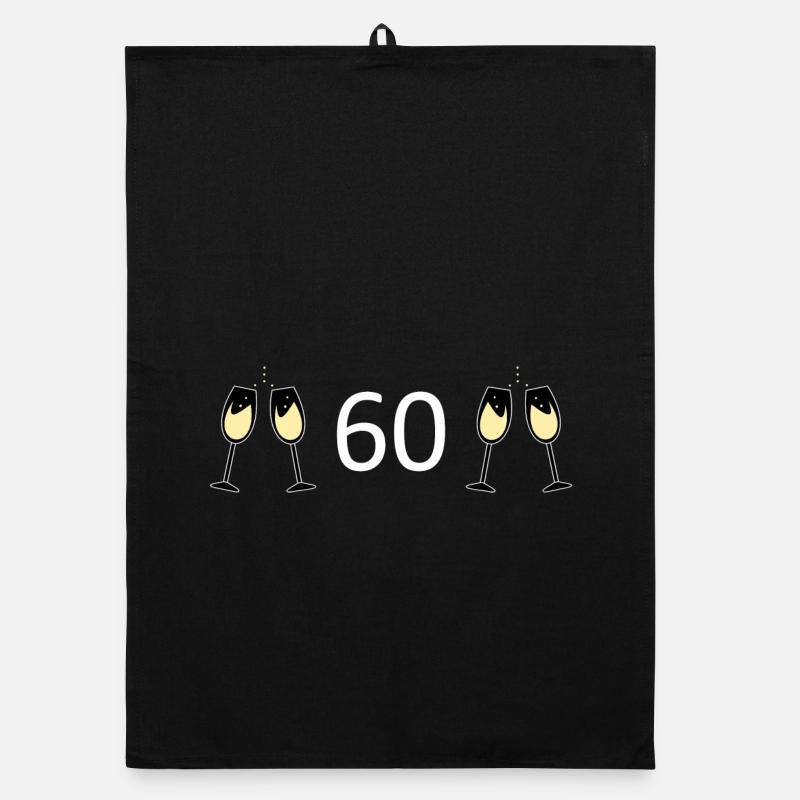 60th Birthday 60 Years Anniversary 60 Number 60 White Organic dish towel