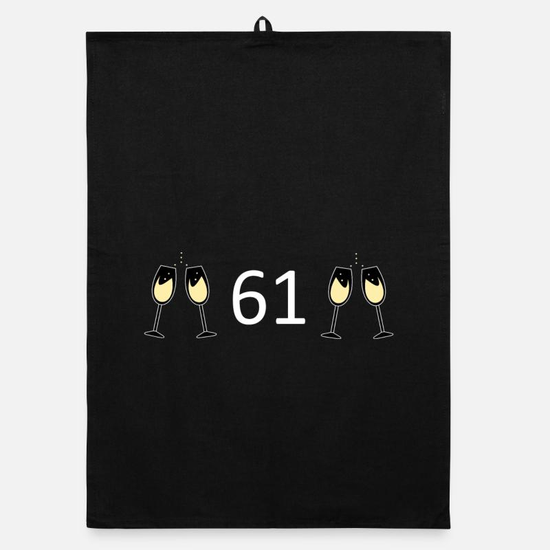 61e anniversaire 61 ans Jubilé 61 Numéro 61 blanc Torchon bio