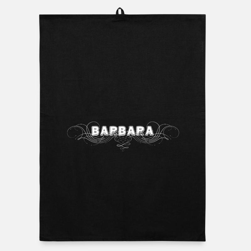 Lettrage BARBARA avec lignes décoratives Torchon bio