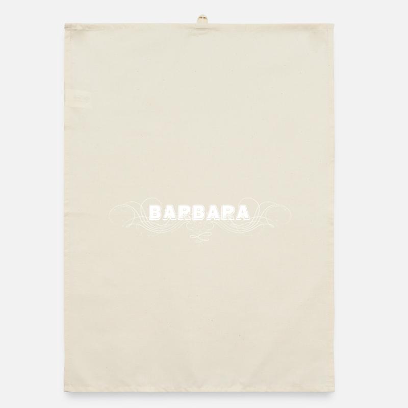 Lettrage BARBARA avec lignes décoratives Torchon bio