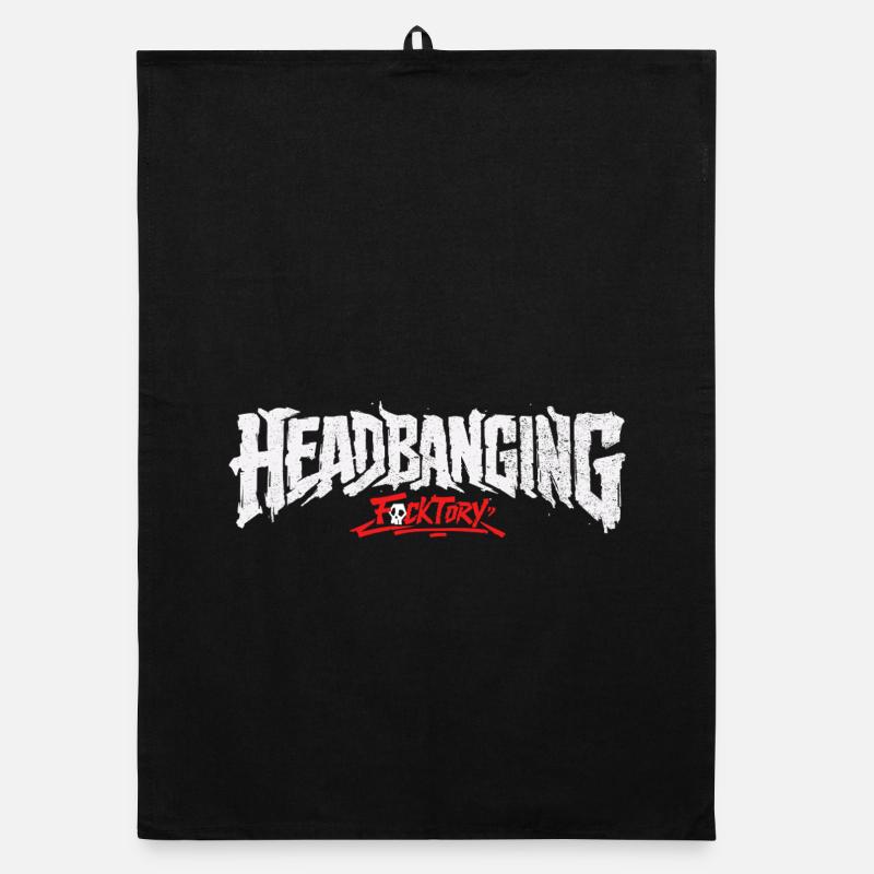 Headbanging logo white Organic dish towel