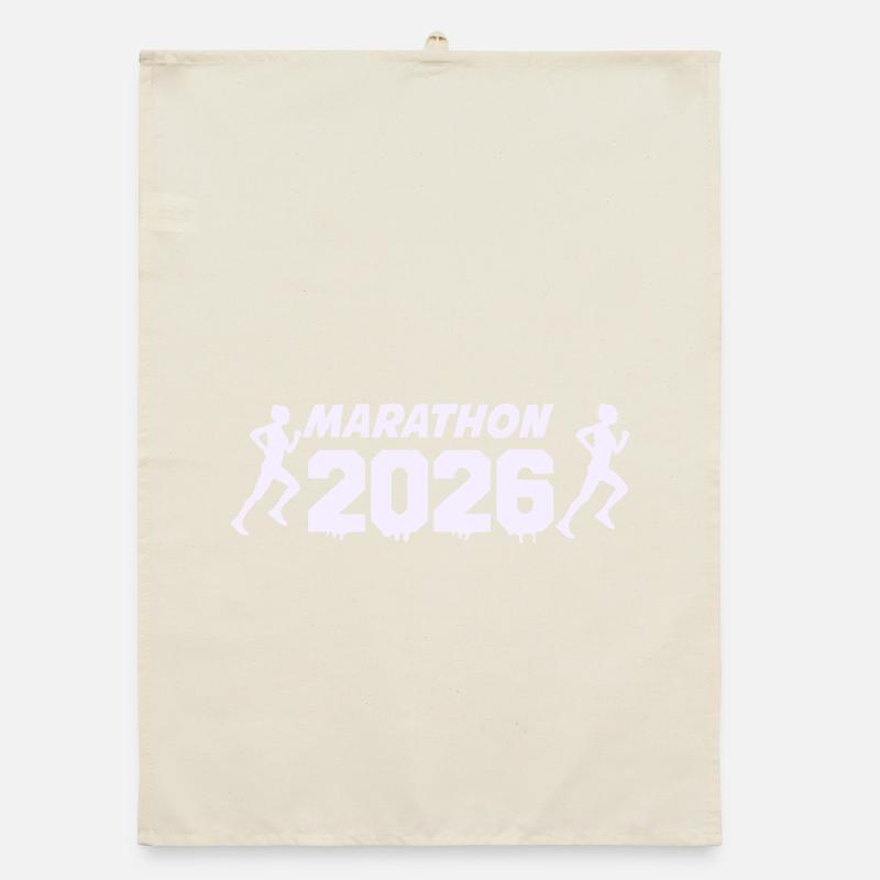 Marathon 2026 Runner Silhouette Design Organic dish towel