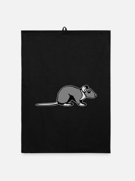 Ratte Seitenprofil Süß Lustig Nagetier Tier Comic - Organic Geschirrtuch - Schwarz - Vorne