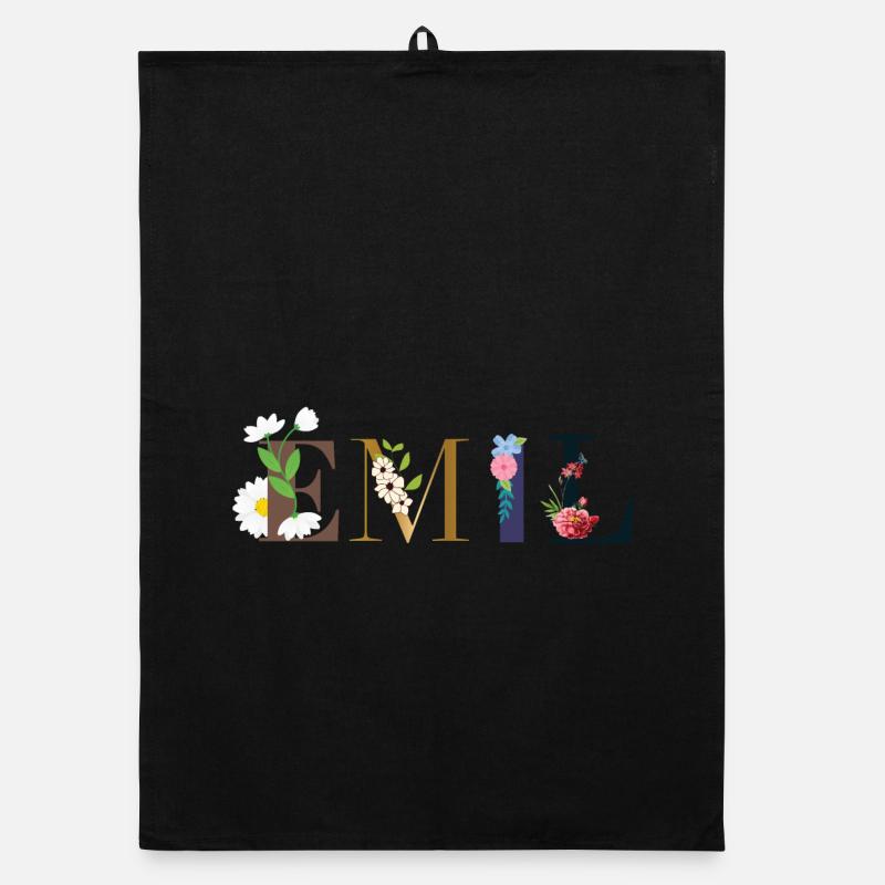 Le nom d’EMIL décoré de fleurs Torchon bio