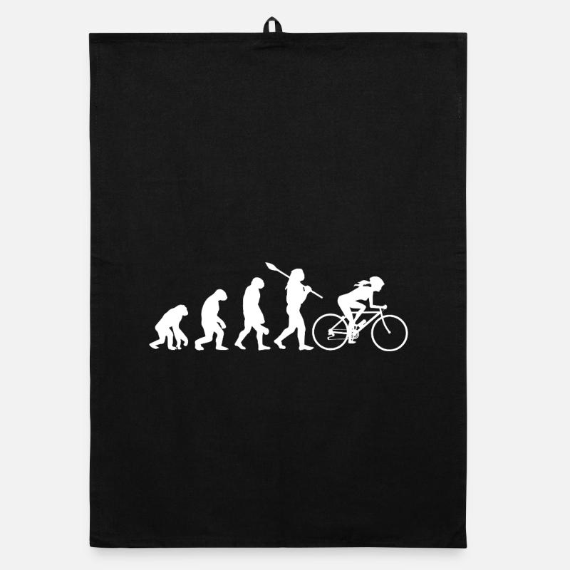 Evolution der weiblichen Silhouette der weiblichen Silhouette der Frau beim Radfahren Organic Geschirrtuch