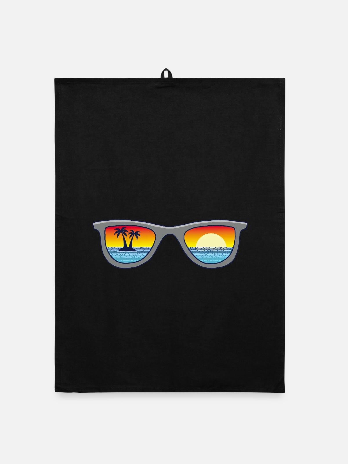 Sonnenbrille und Paradies - Organic Geschirrtuch - Schwarz - Vorne