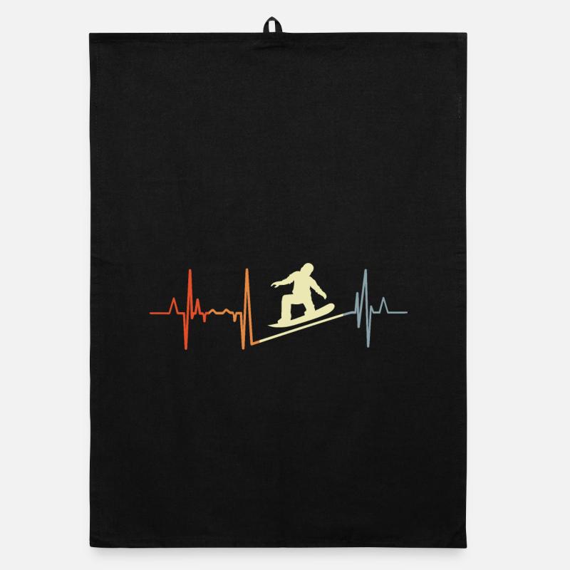 Rythme cardiaque de snowboard vintage Torchon bio