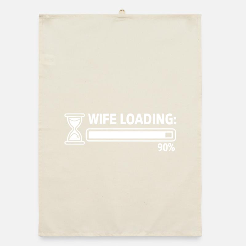 Bride "Wife Loading" motif with loading bar Organic dish towel