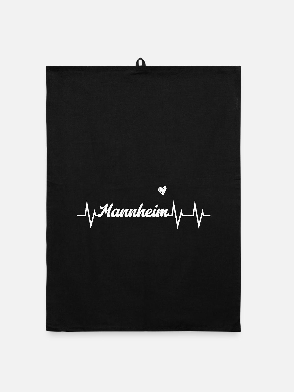 Heartbeat Mannheim - Organic Geschirrtuch - Schwarz - Vorne
