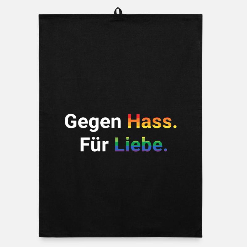 Liebe statt Hass Spruch Frieden Statement Organic Geschirrtuch