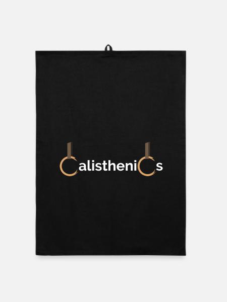calisthenics rings ringe fitness athlet team - Organic Geschirrtuch - Schwarz - Vorne