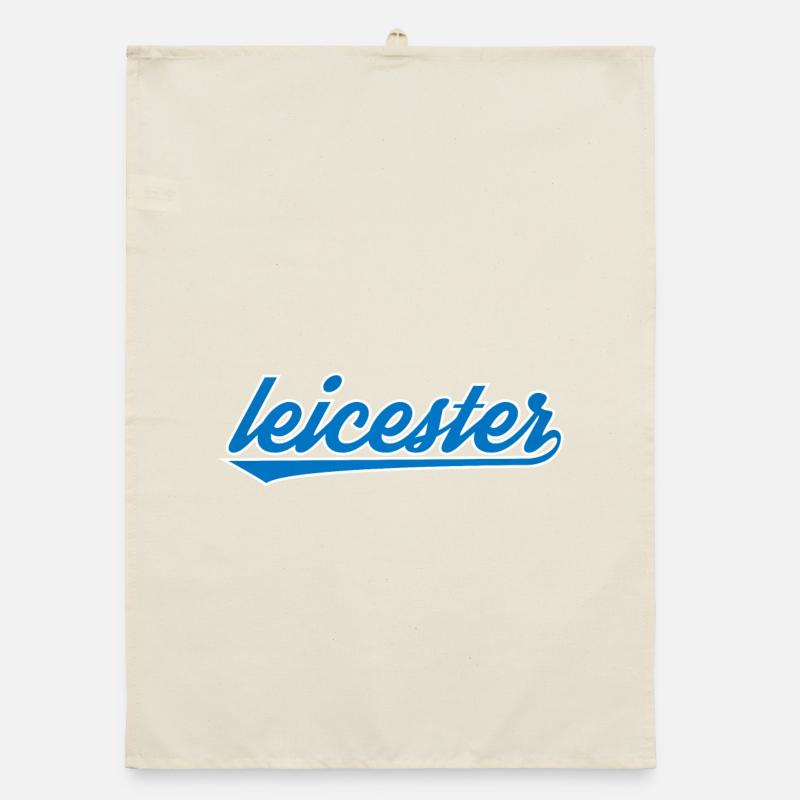 Leicester Blau Script Design Organic Geschirrtuch