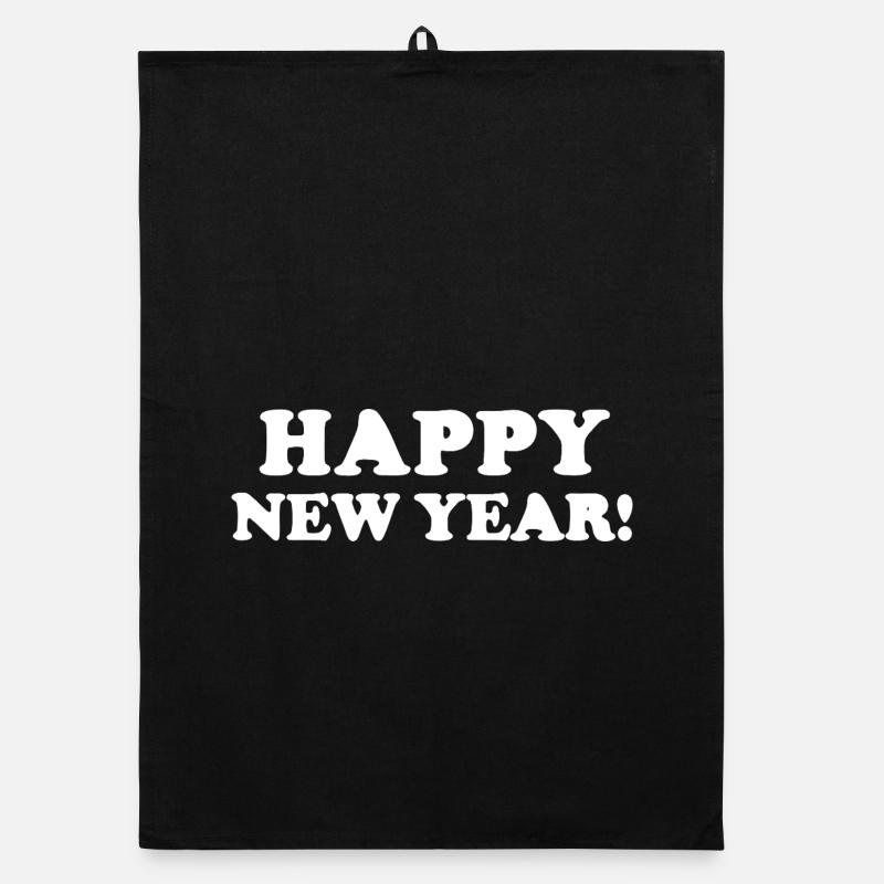 Texte en gras Bonne Année Angoissée - Torchon bio - noir
